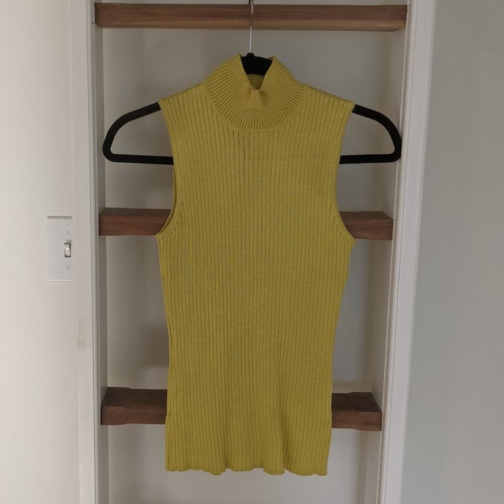 chartreuse sleeveless mock turtleneck
